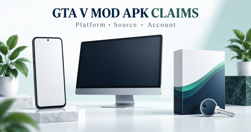 Blank phone and separate desktop monitor beside software package and account key