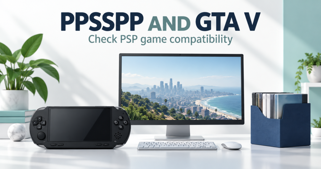 Handheld console, separate desktop monitor and game media folder