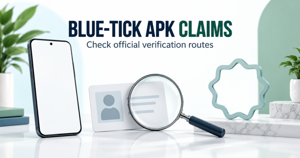 Blank smartphone and identity card beside an empty verification badge outline