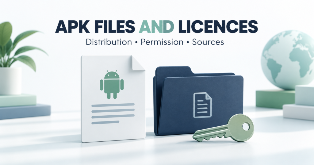 Software document beside licence folders and a permission key