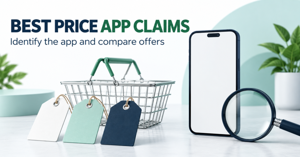 Blank phone, shopping basket and three neutral offer tags