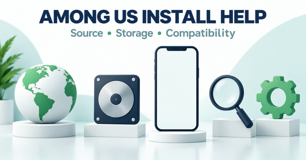 Blank smartphone beside storage, source and compatibility symbols