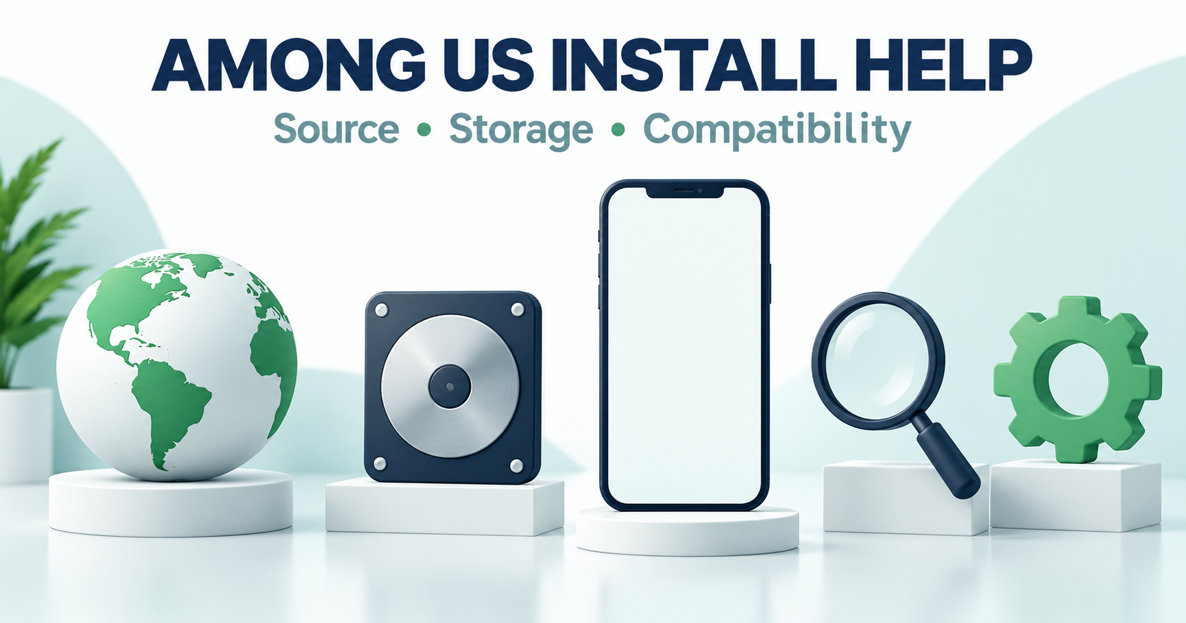 Blank smartphone beside storage, source and compatibility symbols