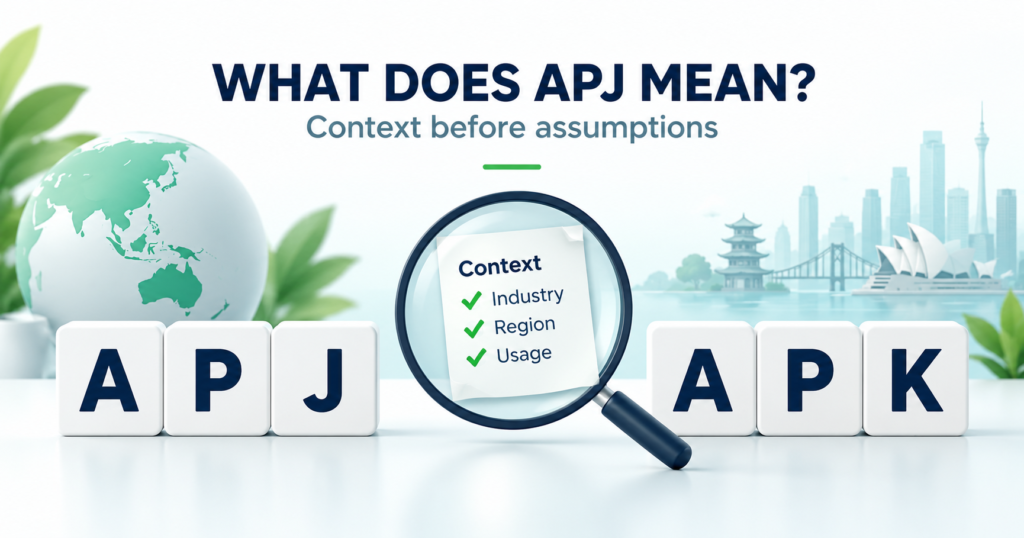 APJ and APK letter tiles beside a context checklist and magnifying glass