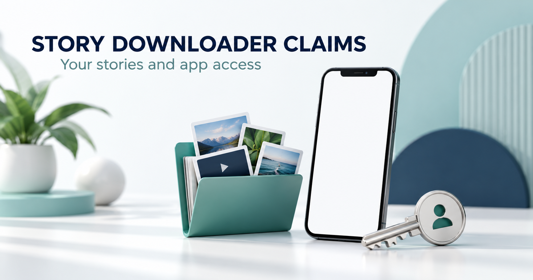 Blank phone beside personal media folder and account permission key