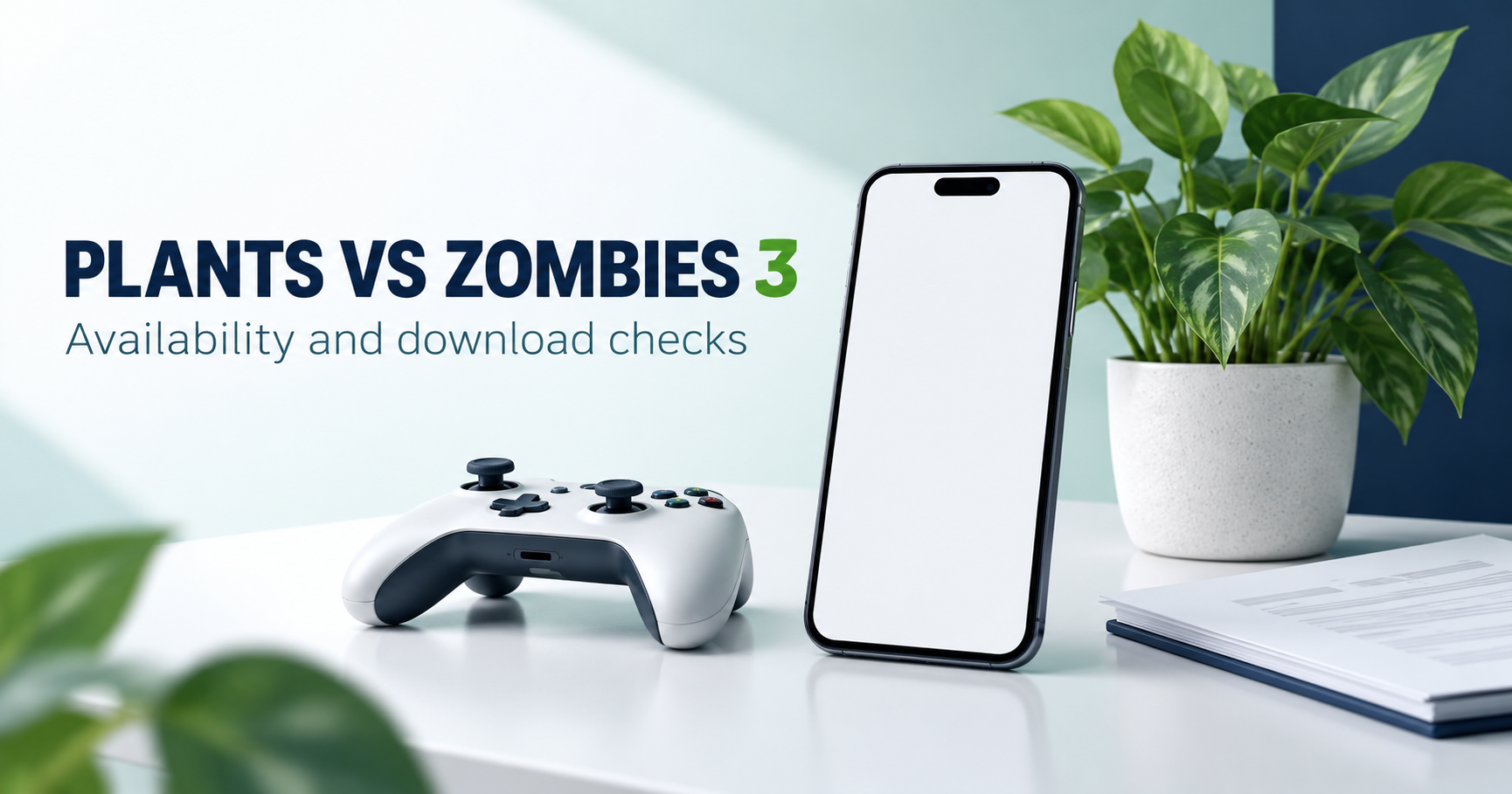 Blank phone, potted plant, controller and publisher source document