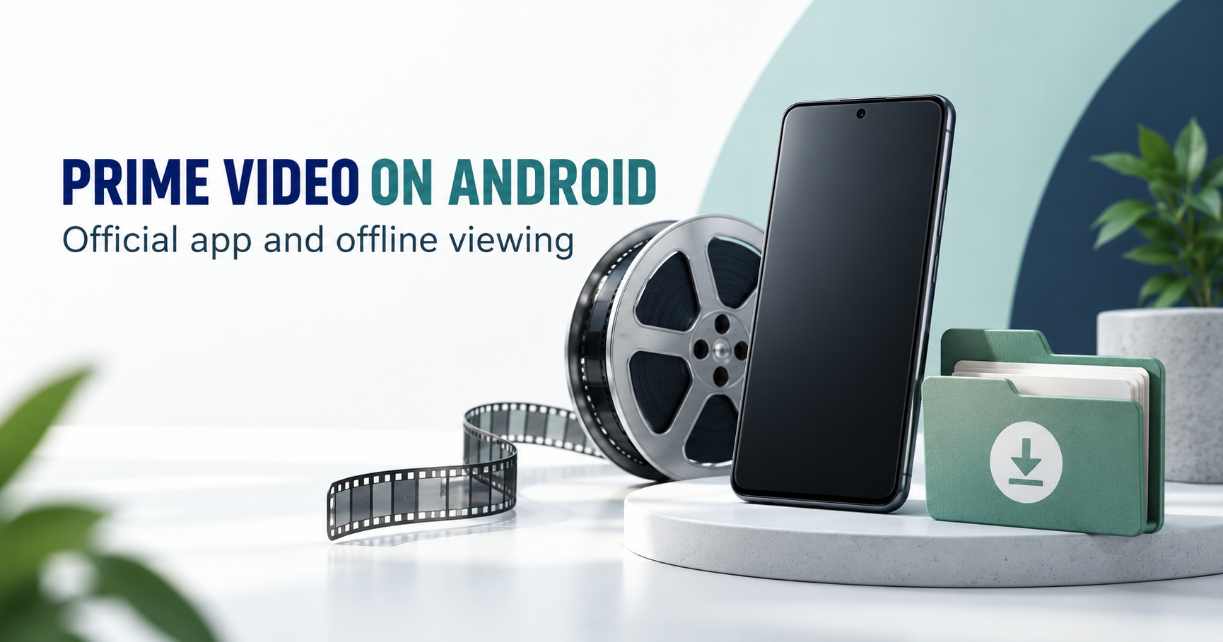 Blank phone, film reel and offline video library folder