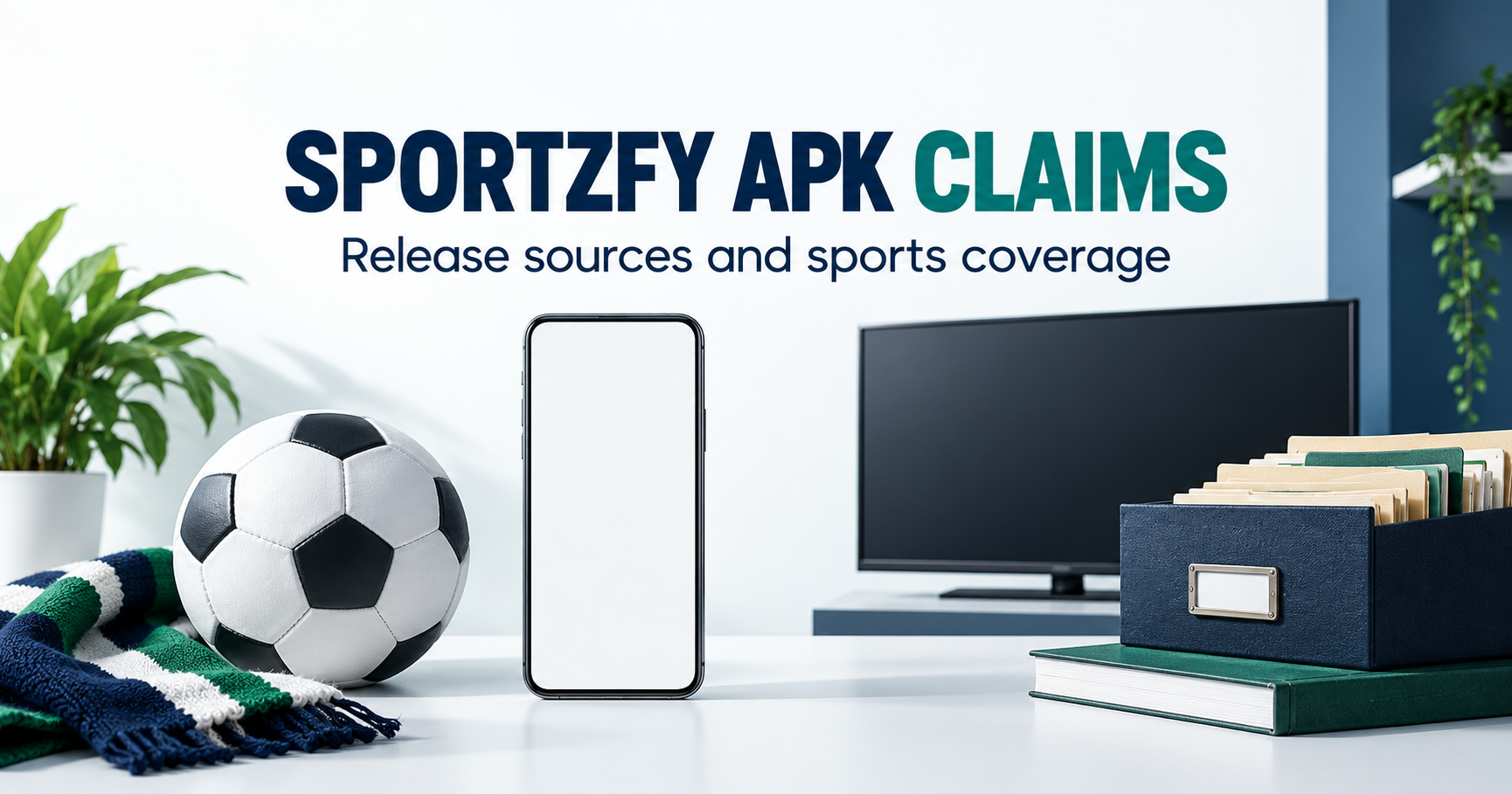 Blank phone and television beside football and release-source archive