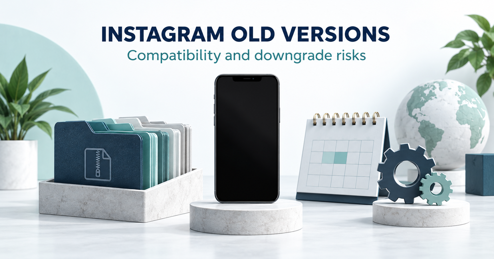 Blank phone, archived software folders, calendar and compatibility gears
